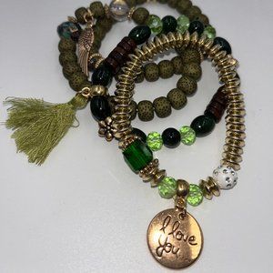 4pc Set/ I Love You , Tassel and Wing Charms